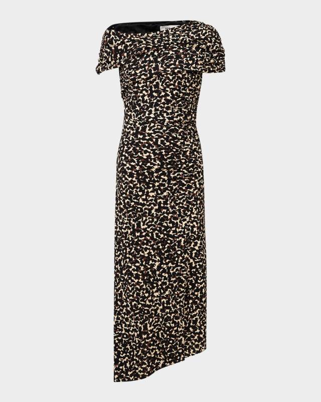 Agustin Ruched One-Shoulder Midi Dress